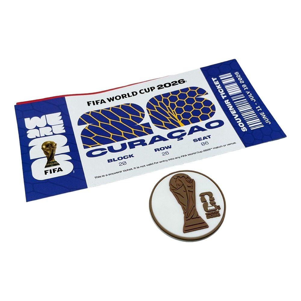 FIFA World Cup 2026 Curacao Souvenir Ticket Rare World Cup Trophy Sucker Gold